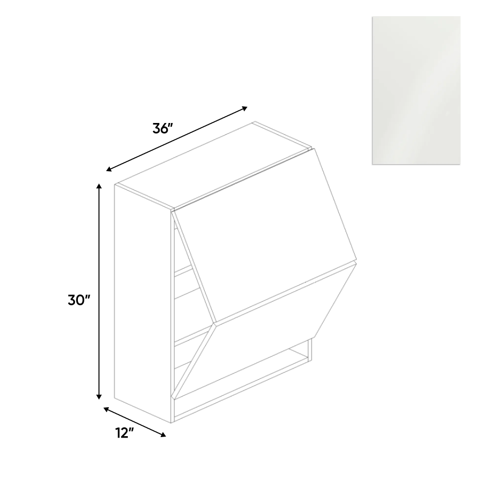 RTA - Blanco Gloss - Wall Upper Cabinet - 36"W x 30"H x 12"D - Frameless Cabinet