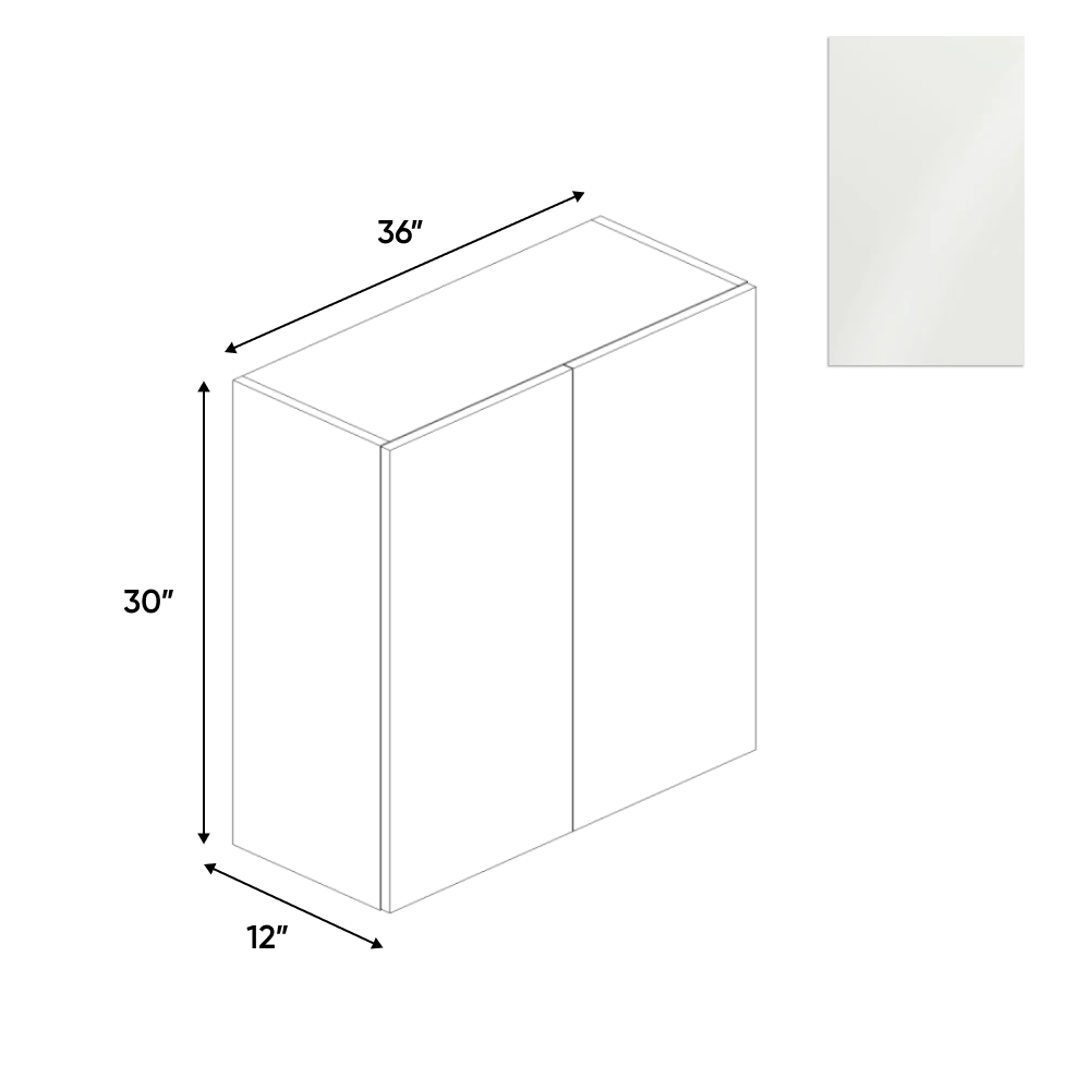 RTA - Blanco Gloss - Wall Cabinet - 36"W x 30"H x 12"D - Frameless Cabinet