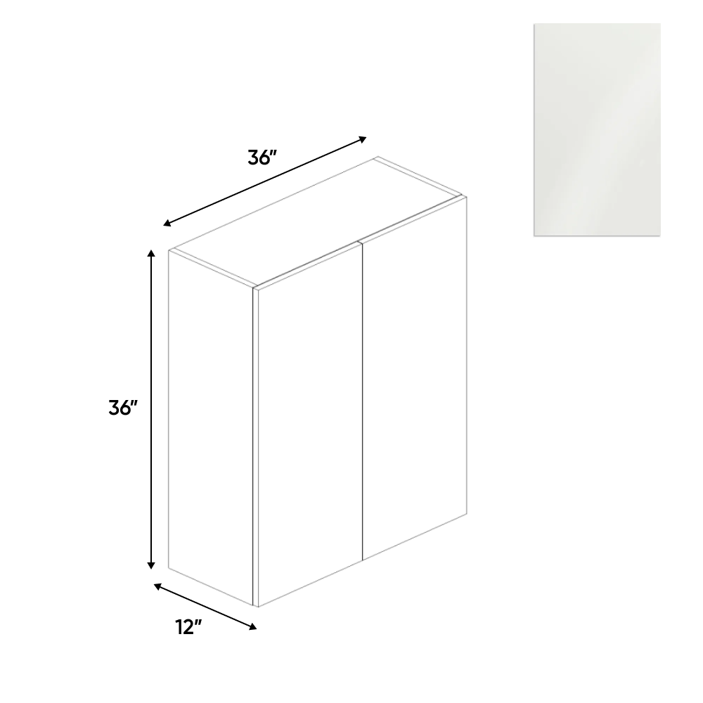 RTA - Blanco Gloss - Wall Cabinet - 36"W x 36"H x 12"D - Frameless Cabinet