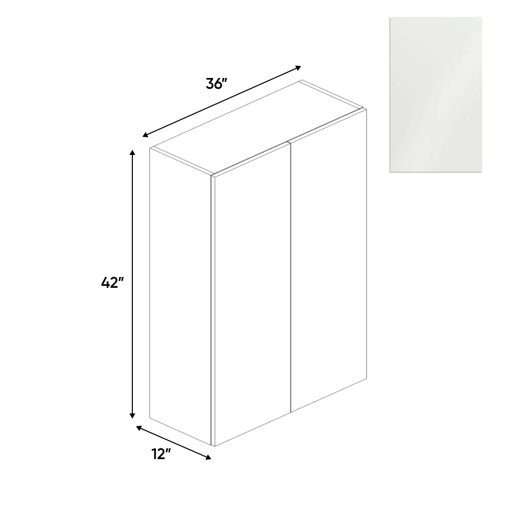 RTA - Blanco Gloss - Wall Cabinet - 36"W x 42"H x 12"D - Frameless Cabinet