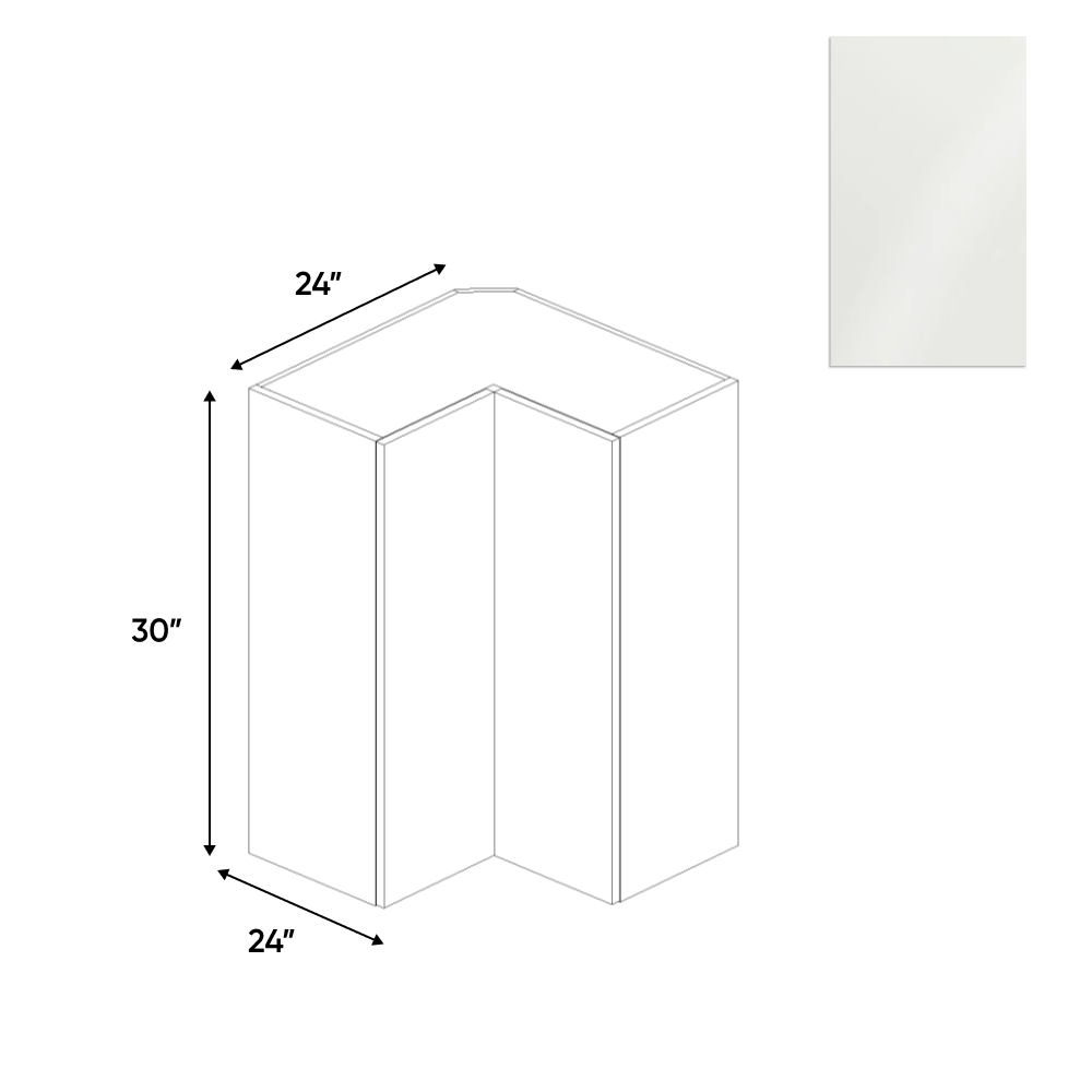 RTA - Blanco Gloss - Wall Easy Reach Cabinet - 24"W x 30"H x 12"D - Frameless Cabinet