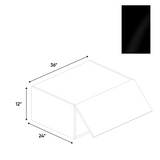 RTA - Negro Gloss - Wall Upper Cabinet - 36"W x 12"H x 24"D - Frameless Cabinet