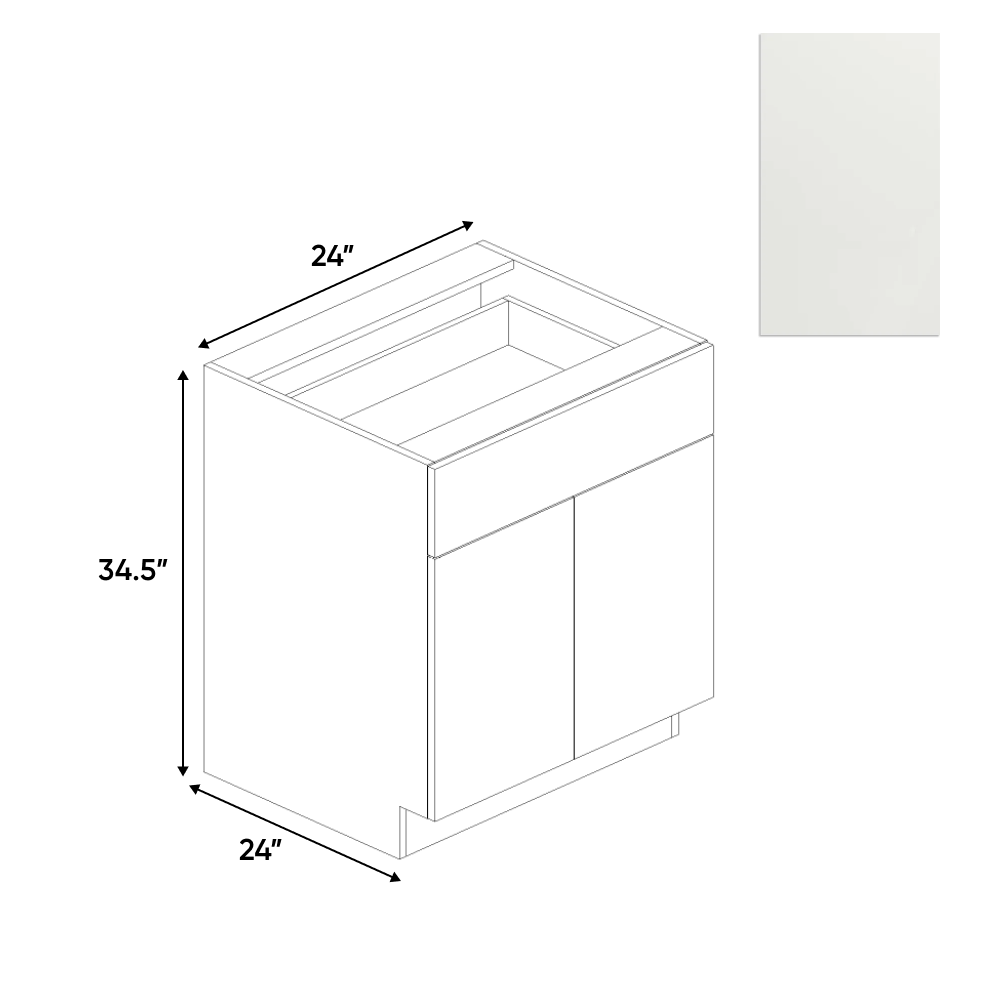 RTA - Blanco Matte - Double Door Base Cabinet - 24"W x 34.5"H x 24"D - Frameless Cabinet