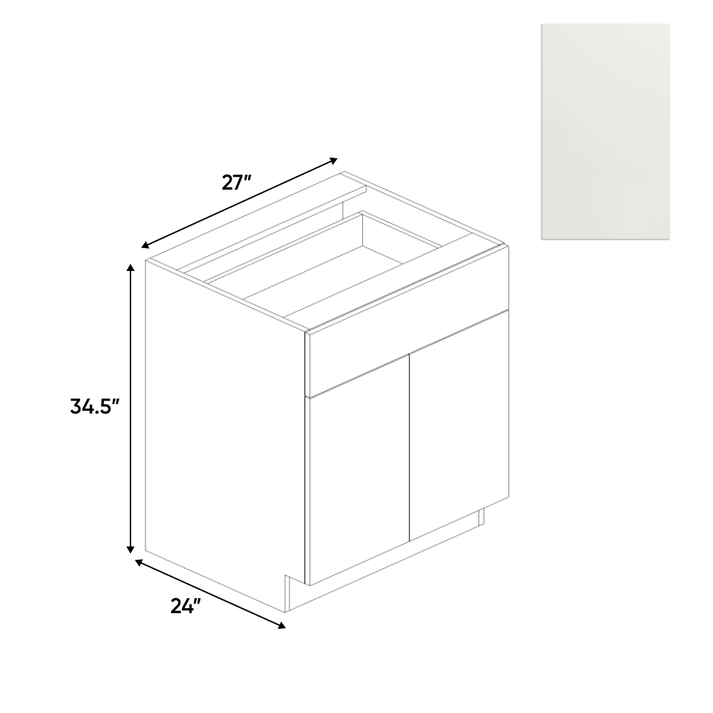 RTA - Blanco Matte - Double Door Base Cabinet - 27"W x 34.5"H x 24"D - Frameless Cabinet