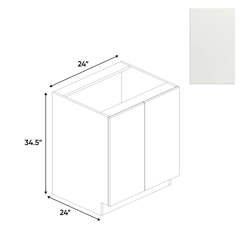 RTA - Blanco Matte - Base Full Height Cabinet - 24"W x 34.5"H x 24"D - Frameless Cabinet