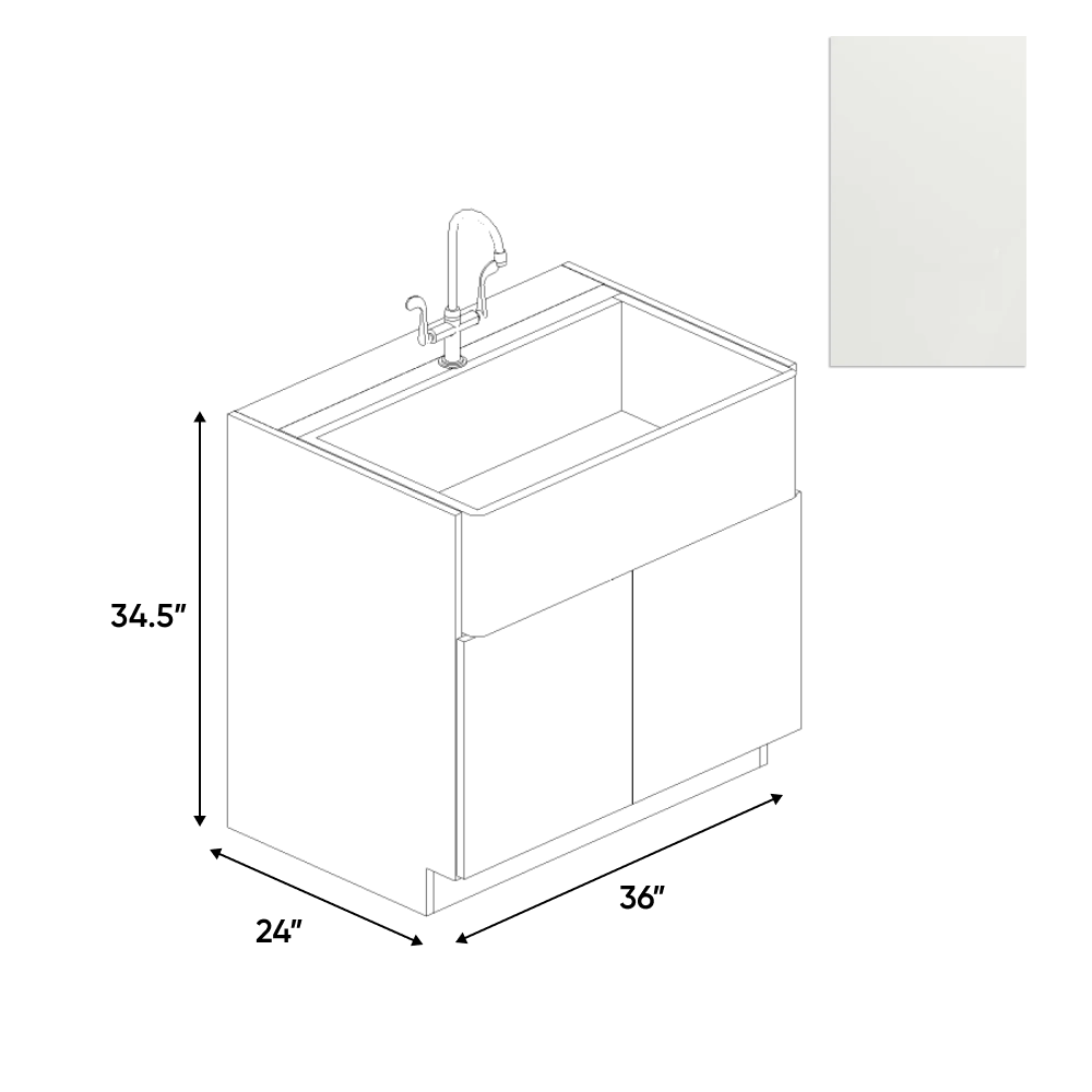 RTA - Blanco Matte - Farm Sink Base Cabinet - 36"W x 34.5"H x 24"D - Frameless Cabinet