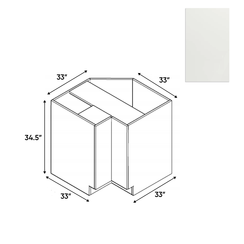 RTA - Blanco Matte - Lazy Susan Base Cabinet - 33"W x 34.5"H x 33"D - Frameless Cabinet