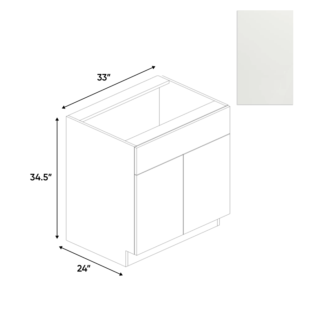 RTA - Blanco Matte - Sink Base Cabinet - 33"W x 34.5"H x 24"D - Frameless Cabinet