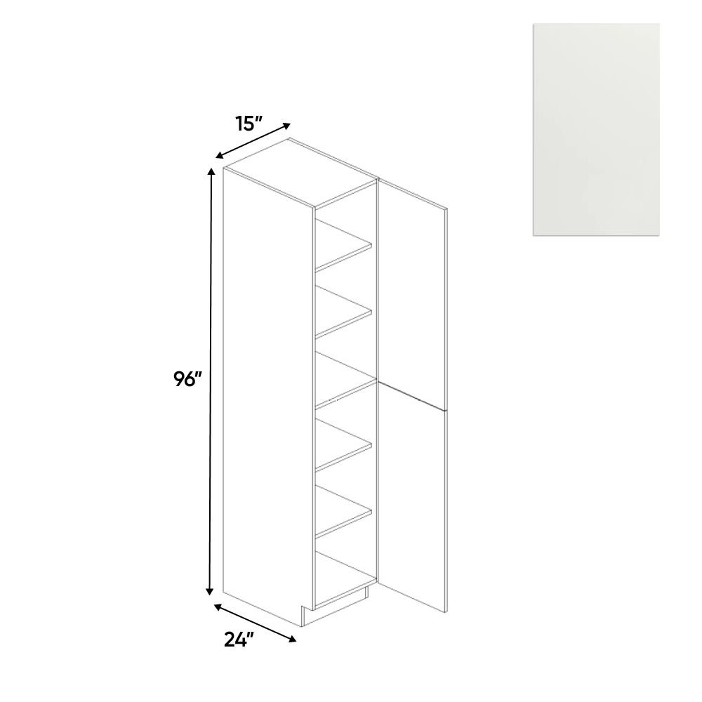 RTA - Blanco Matte - Tall Pantry Cabinet - 15"W x 96"H x 24"D - Frameless Cabinet