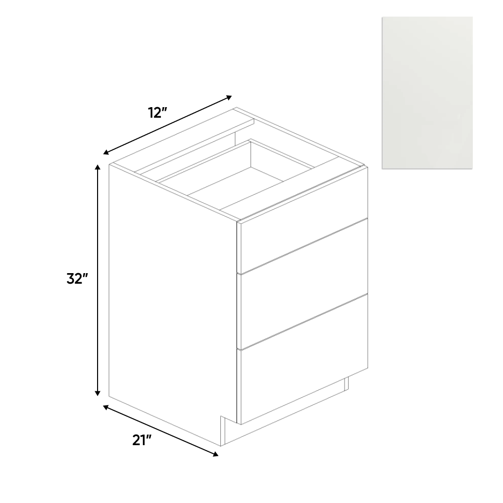 RTA - Blanco Matte - Vanity Drawer Base Cabinet - 12"W x 30"H x 21"D - Frameless Cabinet