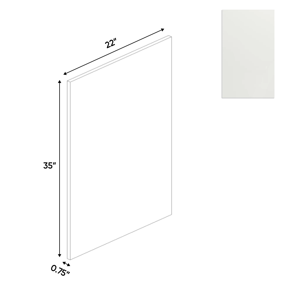 RTA - Blanco Matte - Finished End Vanity Panel - 22"W x 35"H x 0.75"D - Frameless Cabinet