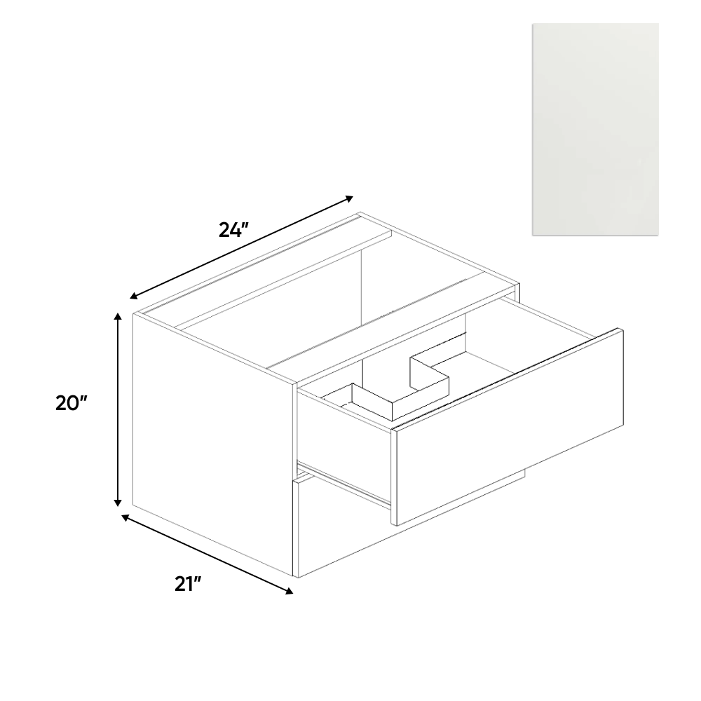 RTA - Blanco Matte - Vanity Hanging Drawer Sink Base Cabinet - 24"W x 20"H x 21"D - Frameless Cabinet