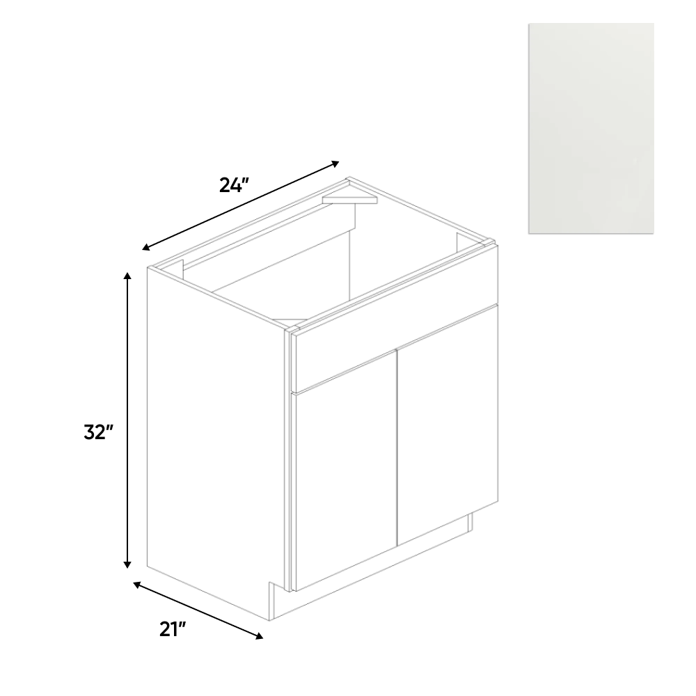 RTA - Blanco Matte - Vanity Sink Base Cabinet - 24"W x 30"H x 21"D - Frameless Cabinet