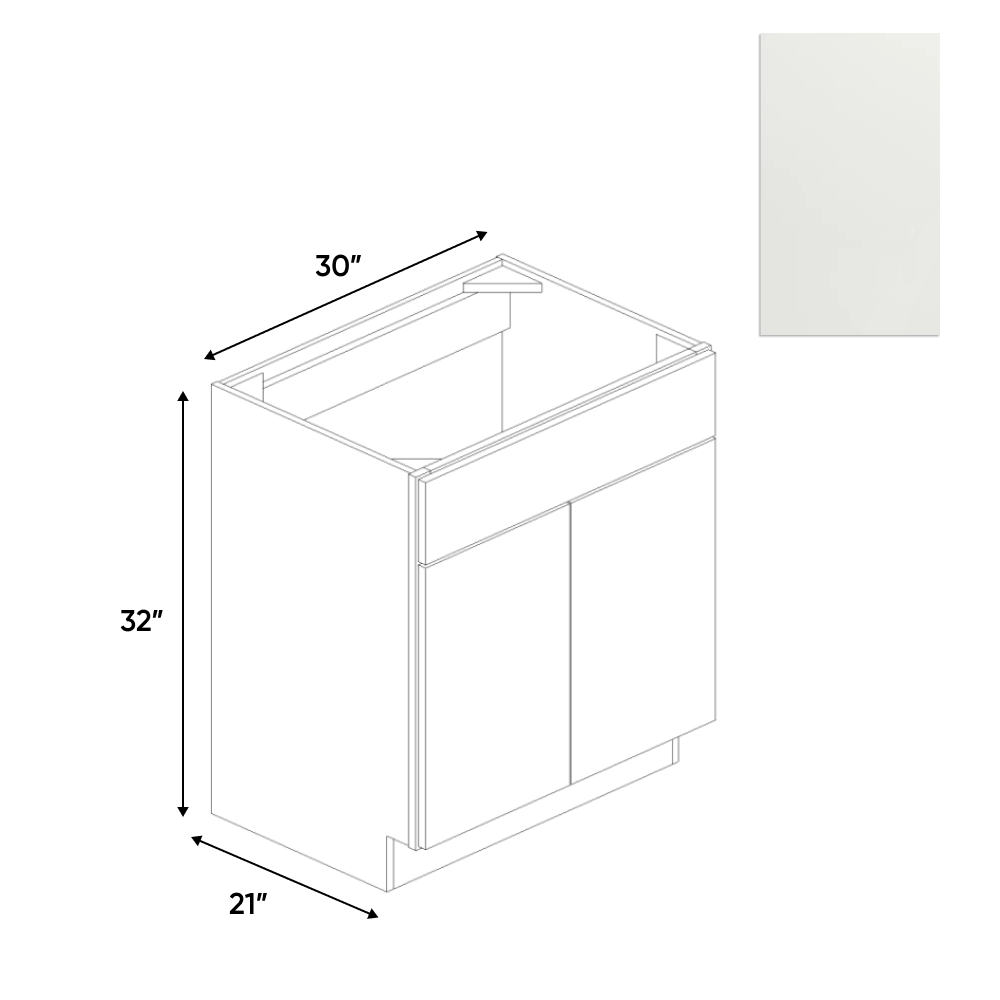 RTA - Blanco Matte - Vanity Sink Base Cabinet - 30"W x 30"H x 21"D - Frameless Cabinet