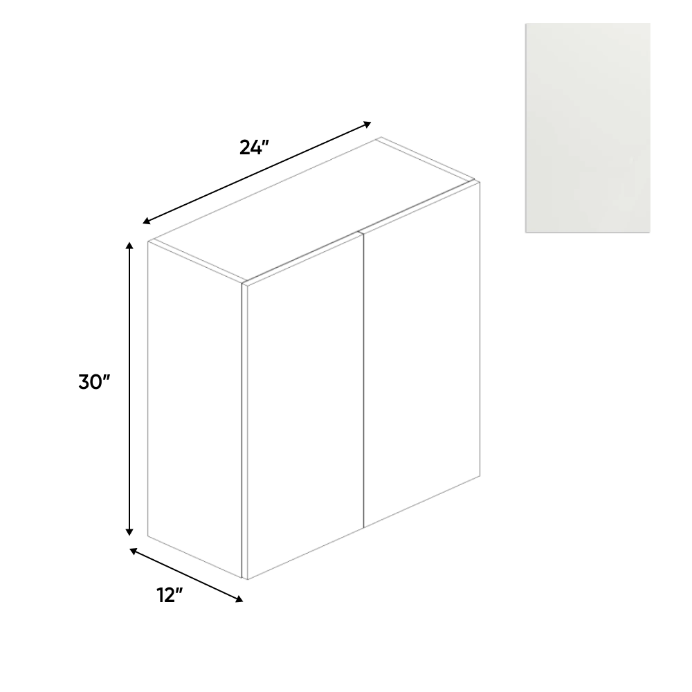 RTA - Blanco Matte - Wall Cabinet - 24"W x 30"H x 12"D - Frameless Cabinet