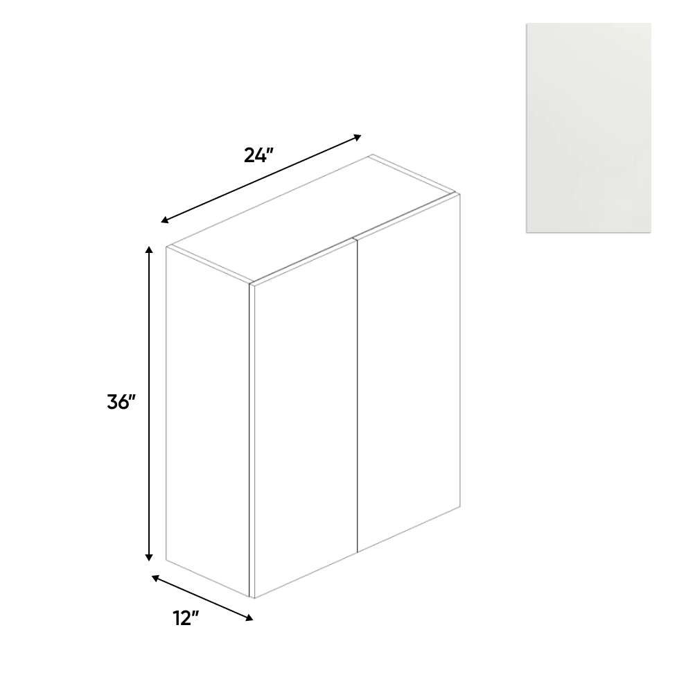 RTA - Blanco Matte - Wall Cabinet - 24"W x 36"H x 12"D - Frameless Cabinet