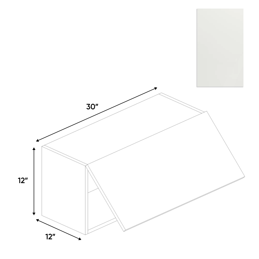 RTA - Blanco Matte - Wall Upper Cabinet - 30"W x 12"H x 12"D - Frameless Cabinet