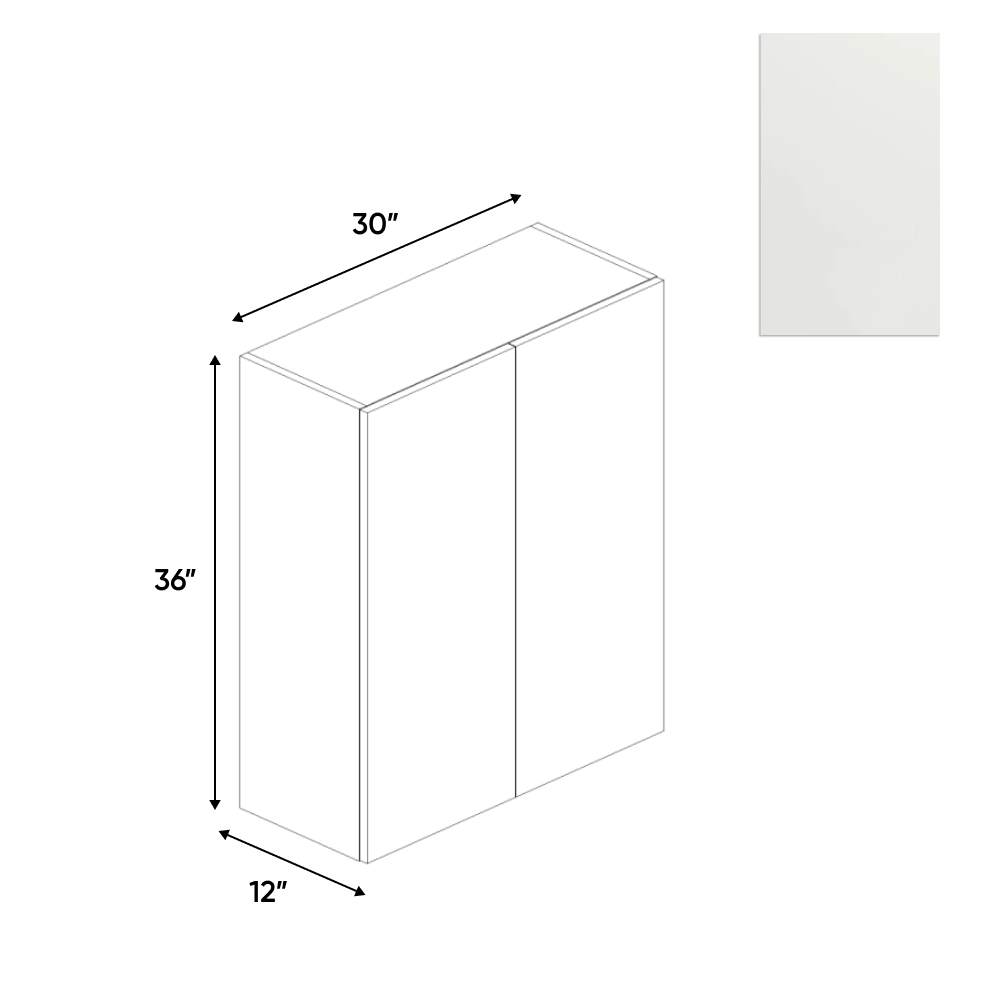 RTA - Blanco Matte - Wall Cabinet - 30"W x 36"H x 12"D - Frameless Cabinet