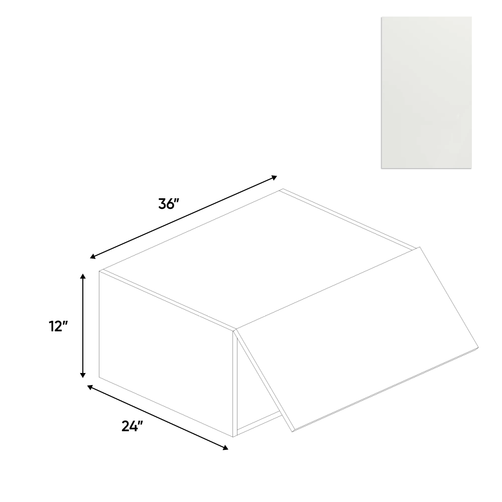RTA - Blanco Matte - Wall Upper Cabinet - 36"W x 12"H x 24"D - Frameless Cabinet
