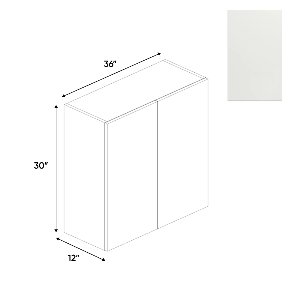 RTA - Blanco Matte - Wall Cabinet - 36"W x 30"H x 12"D - Frameless Cabinet