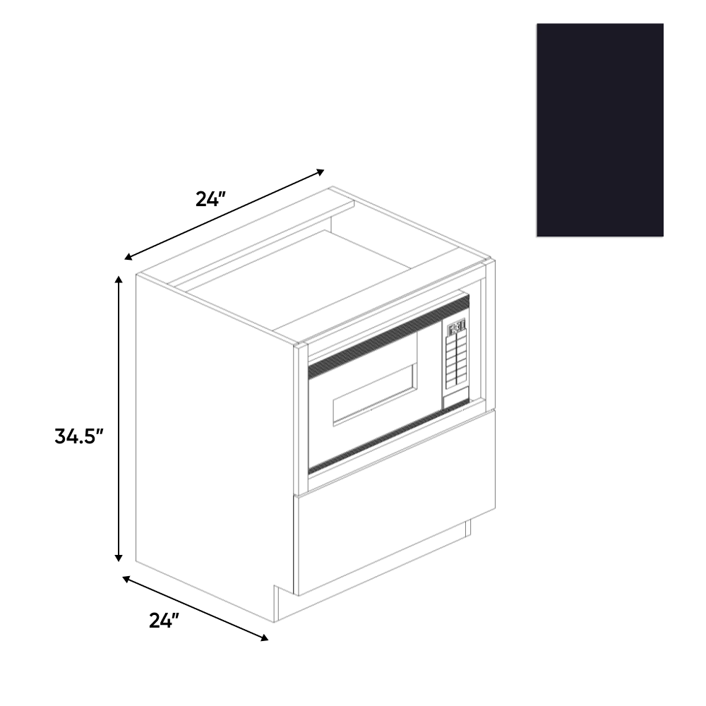 Negro Matte - Base Microwave Cabinet - 24"W x 34.5"H x 24"D - Pre Assembled - Frameless Cabinet