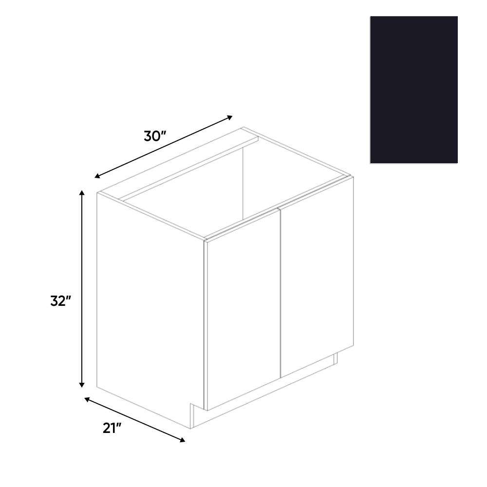 RTA - Negro Matte - Vanity Sink Base Cabinet Full Height - 30"W x 30"H x 21"D - Frameless Cabinet