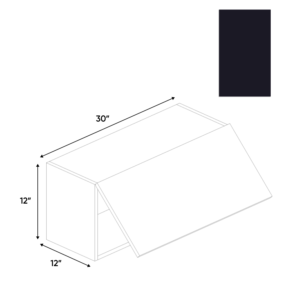RTA - Negro Matte - Wall Upper Cabinet - 30"W x 12"H x 12"D - Frameless Cabinet