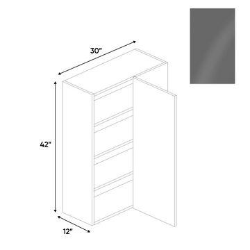 Gris Plomo Gloss - Wall Blind Corner Cabinet - 30