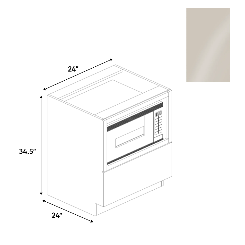 RTA - Cashmere Gloss - Base Microwave Cabinet - 24"W x 34.5"H x 24"D - Frameless Cabinet