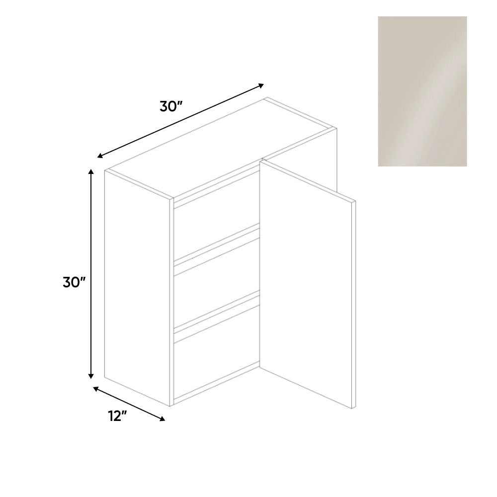 RTA - Cashmere Gloss - Wall Blind Corner Cabinet - 30"W x 30"H x 12"D - Frameless Cabinet