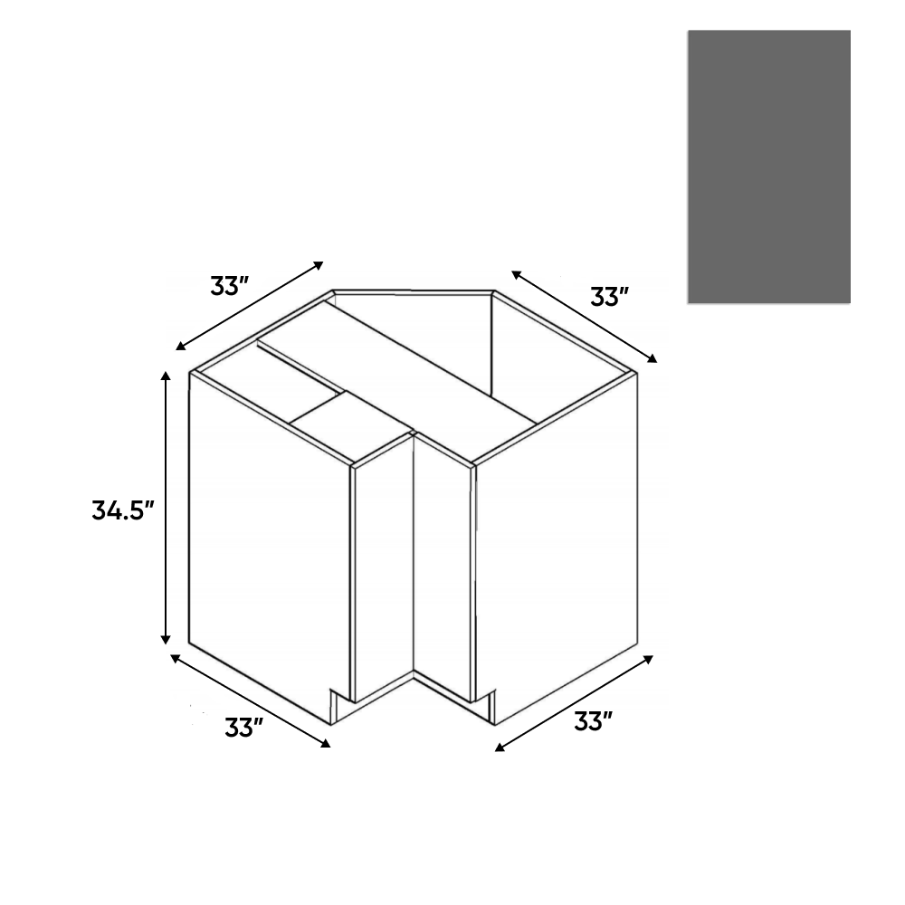 RTA - Gris Plomo Matte - Lazy Susan Base Cabinet - 33"W x 34.5"H x 33"D - Frameless Cabinet