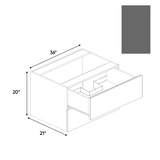 RTA - Gris Plomo Matte - Vanity Hanging Drawer Sink Base Cabinet - 36"W x 20"H x 21"D - Frameless Cabinet