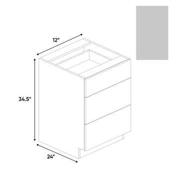 Gris Nube Matte - 3 Drawer Base Cabinet - 12