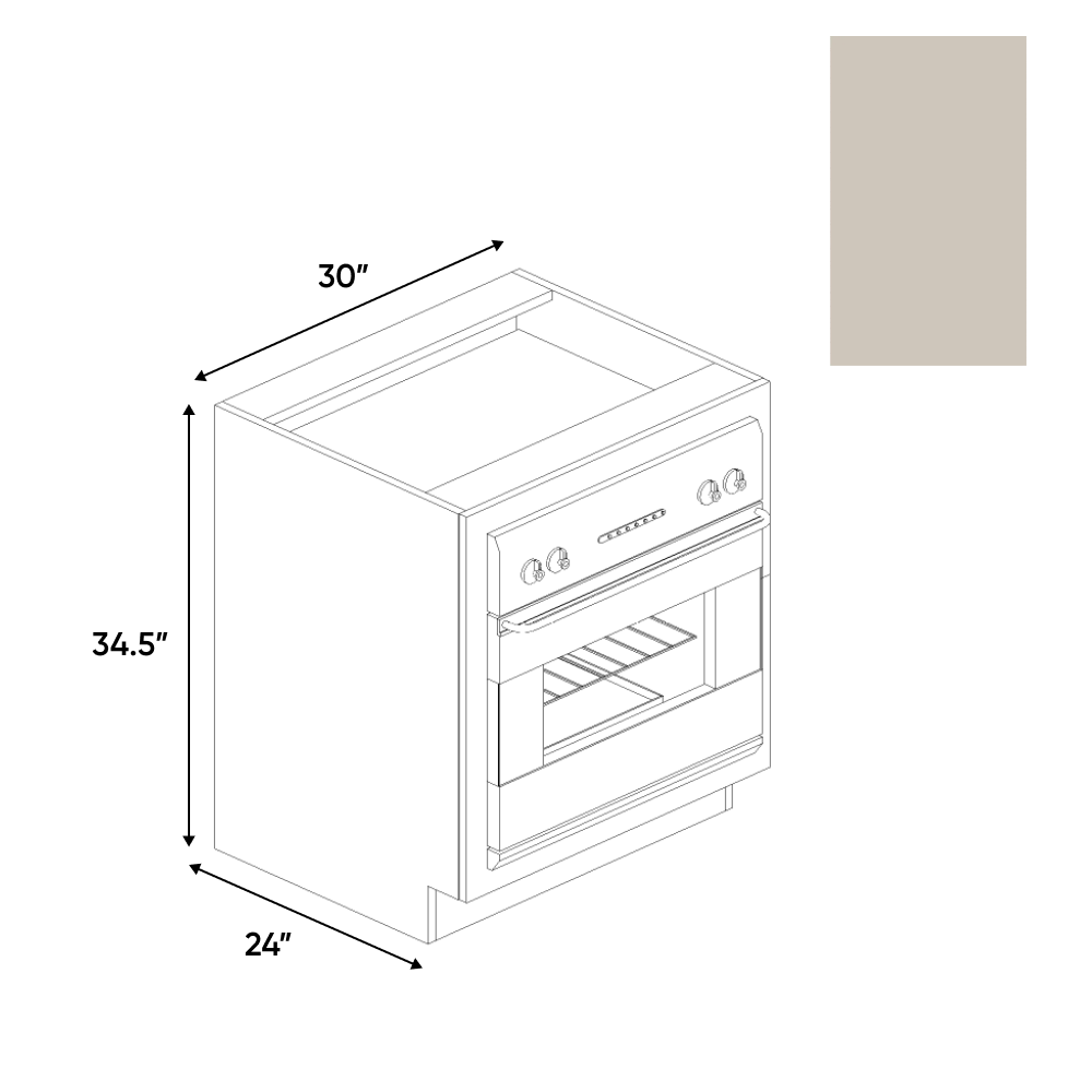 RTA - Cashmere Matte - Base Oven Cabinet - 30"W x 34.5"H x 24"D - Frameless Cabinet