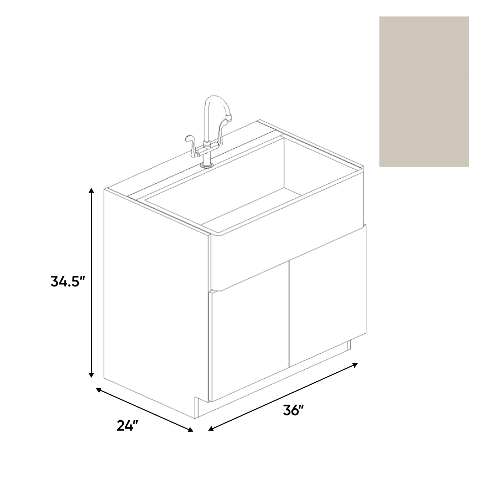 RTA - Cashmere Matte - Farm Sink Base Cabinet - 36"W x 34.5"H x 24"D - Frameless Cabinet