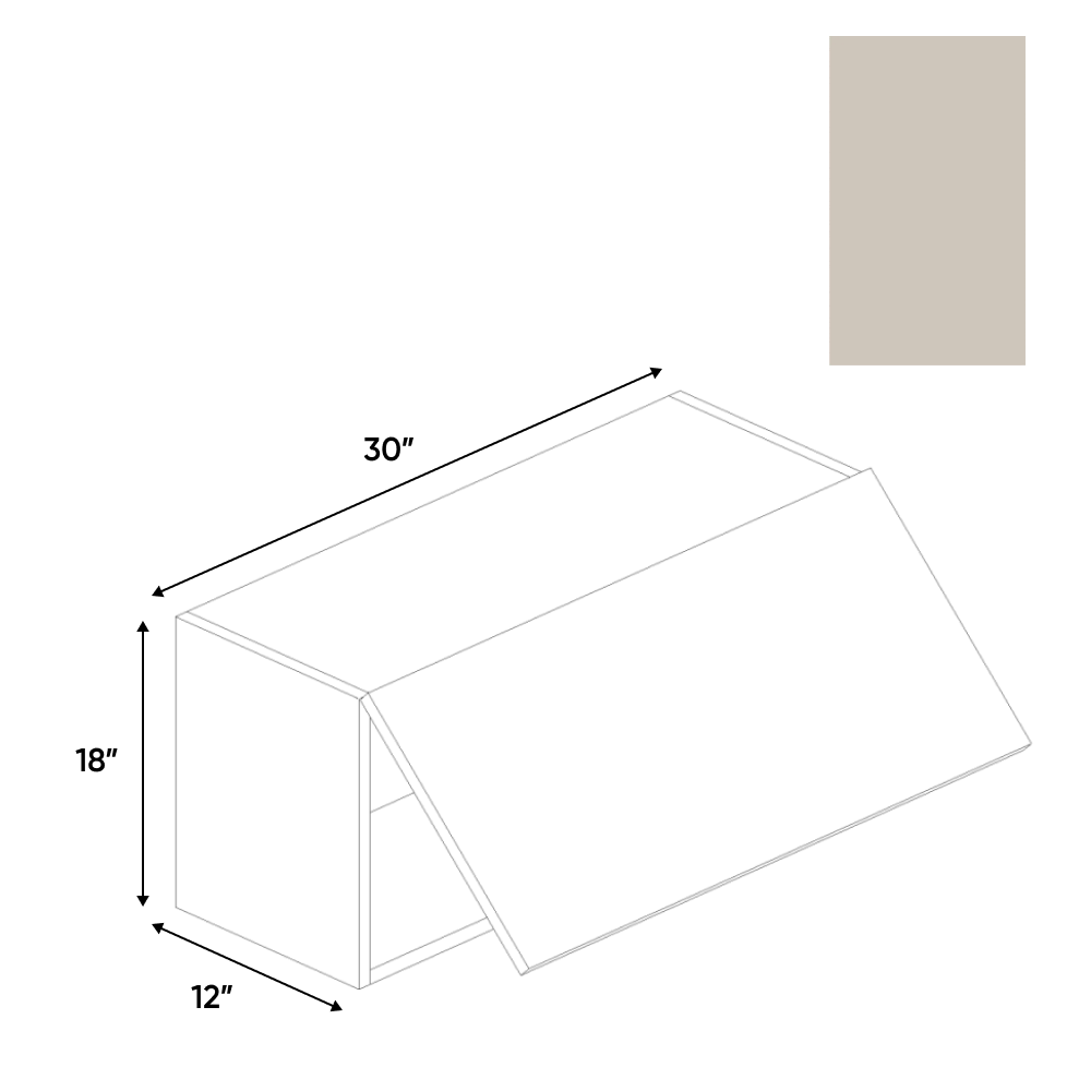 RTA - Cashmere Matte - Wall Upper Cabinet - 30"W x 18"H x 12"D - Frameless Cabinet