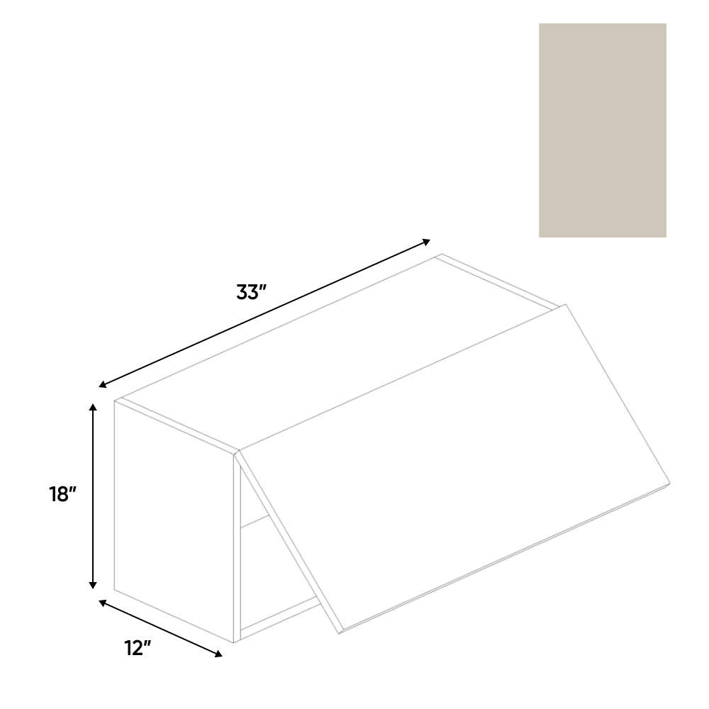 RTA - Cashmere Matte - Wall Upper Cabinet - 33"W x 18"H x 12"D - Frameless Cabinet