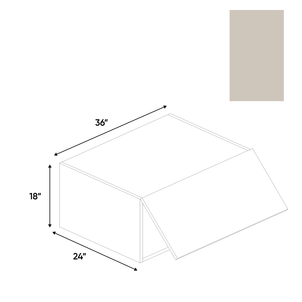 RTA - Cashmere Matte - Wall Upper Cabinet - 36"W x 18"H x 24"D - Frameless Cabinet