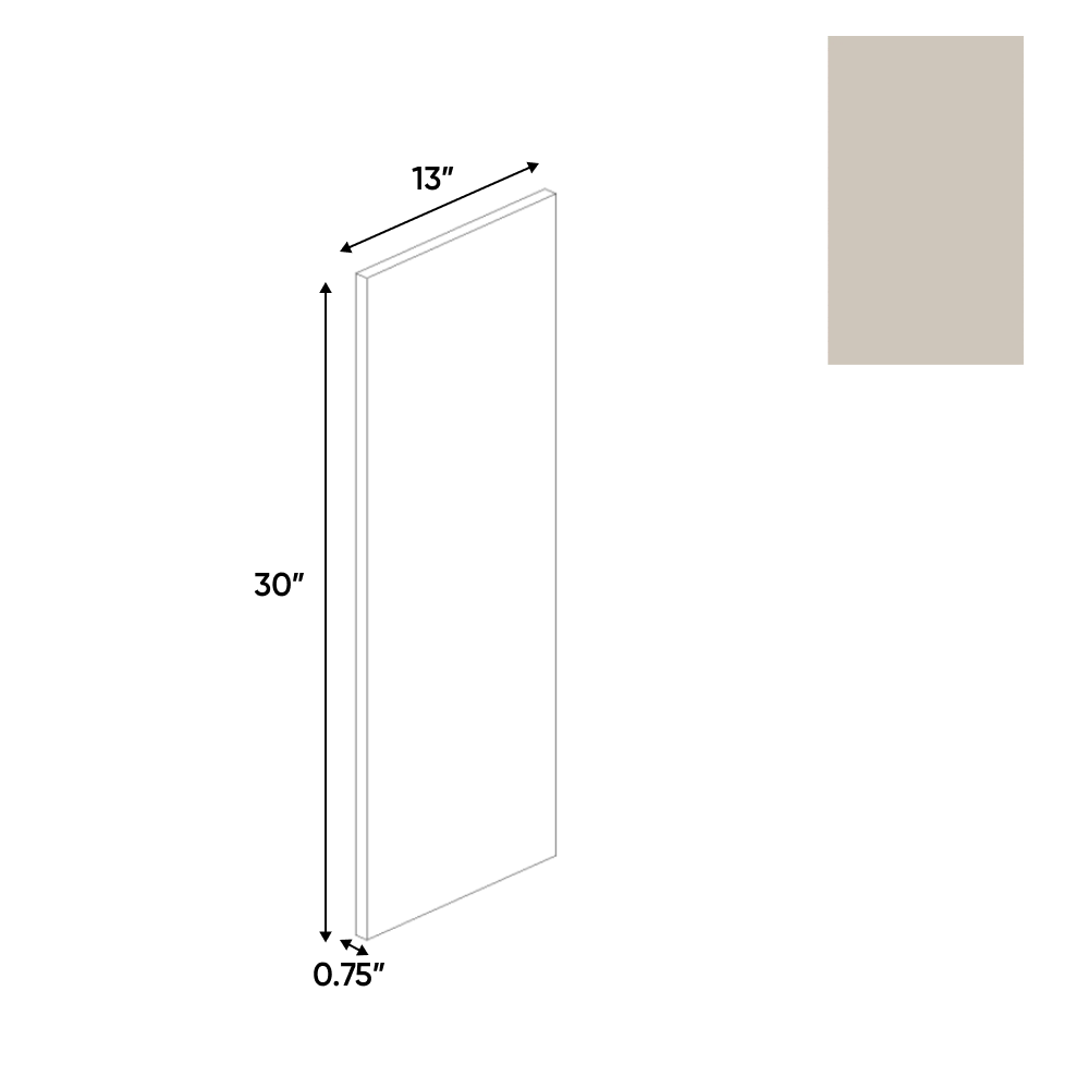 RTA - Cashmere Matte - Finished End Wall Panel - 13"W x 30"H x 0.75"D - Frameless Cabinet