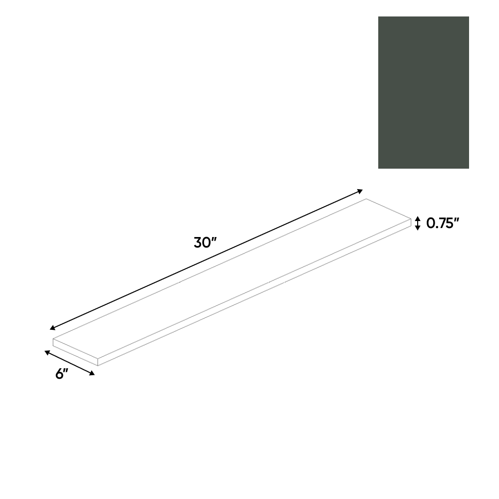 Forest Green Matte - Filler Panel - 6"W x 30"H x 0.75"D - Pre Assembled - Frameless Cabinet