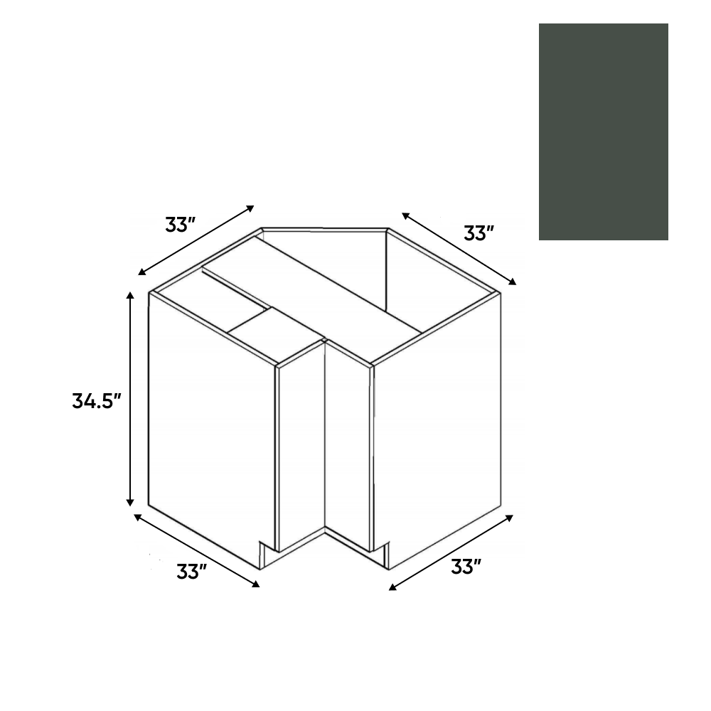 Forest Green Matte - Lazy Susan Base Cabinet - 33"W x 34.5"H x 33"D - Pre Assembled - Frameless Cabinet