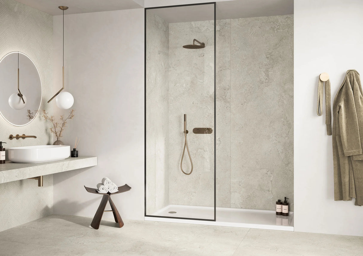 Ecostone Pre-Fab 32 X 90 Matte Porcelain Tile in Fog Cross Cut