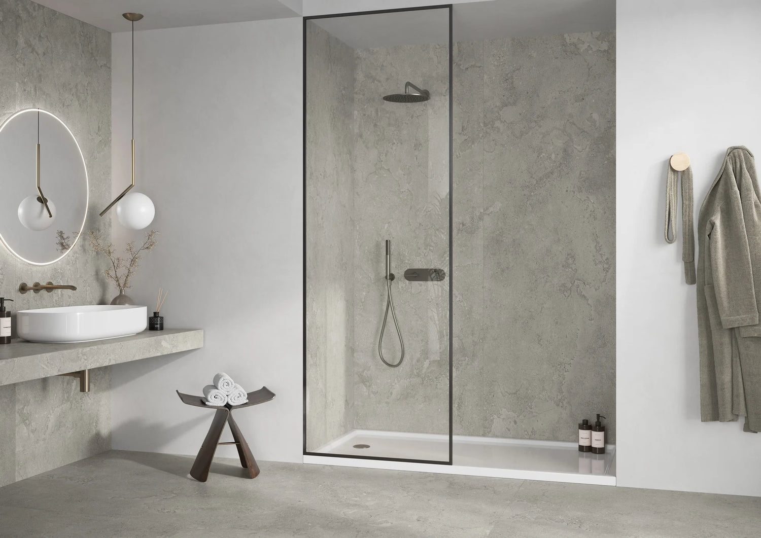 Ecostone Pre-Fab 32 X 90 Matte Porcelain Tile in Fossil Cross Cut