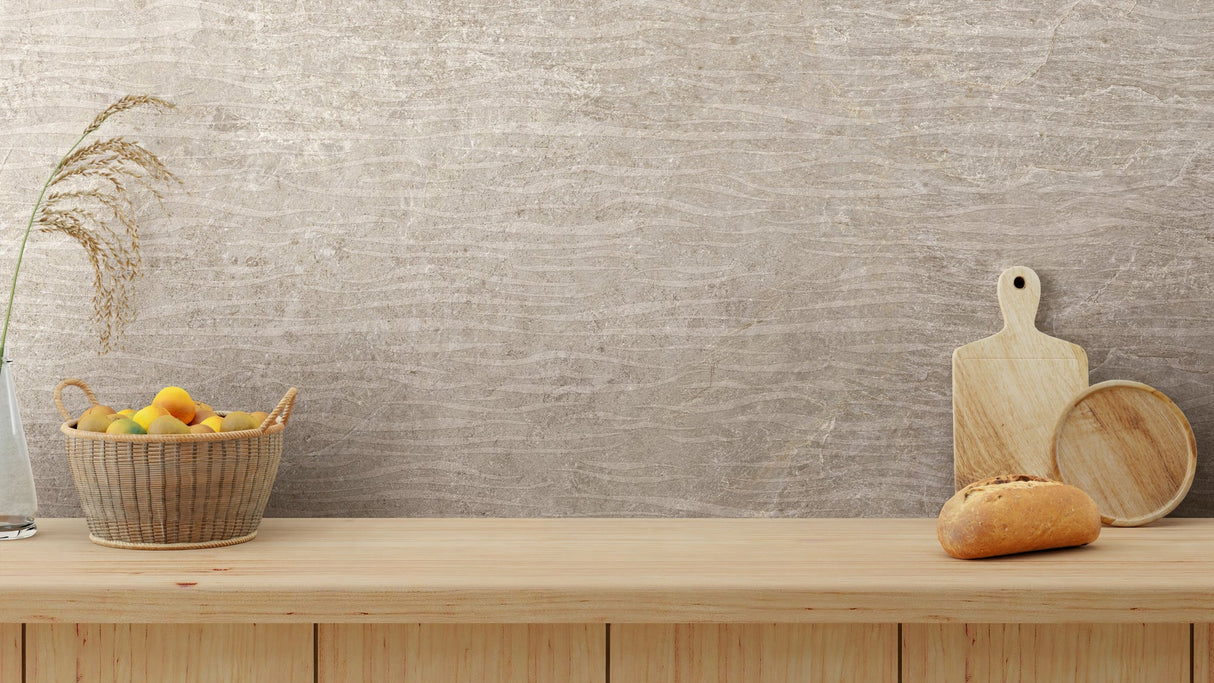 Farmhouse Living 48 X 110 Matte Deco Waved Porcelain Tile in Pewter