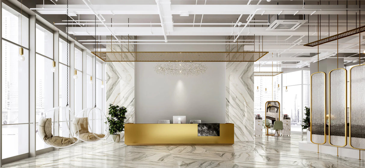 Jem 48 X 110 Polished Porcelain Tile in Aria Gold Bookmatch B