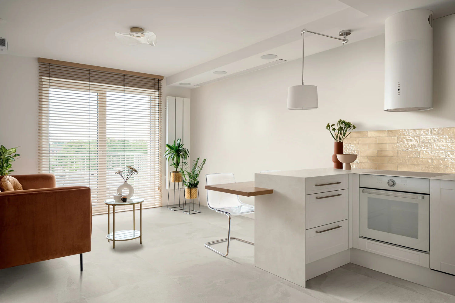 Imprint Pre-Fab 32 X 90 Matte Porcelain Tile in Intaglio Kaolin 