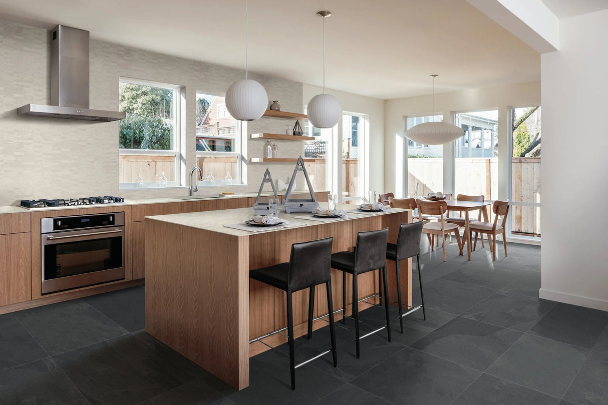 Ecostone Pre-Fab 32 X 90 Matte Porcelain Tile in Fog Cross Cut
