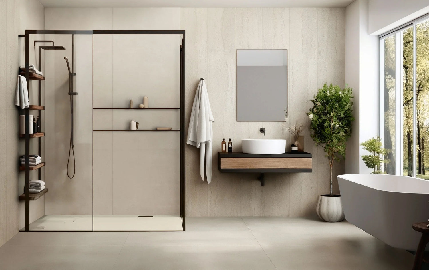 Imprint Pre-Fab 32 X 90 Matte Porcelain Tile in Intaglio Kaolin 