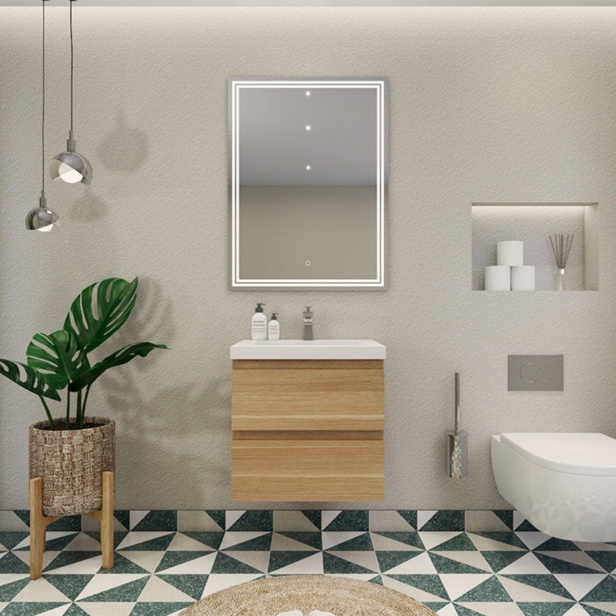 Brooklyn Floating / Wall Mounted Bathroom Vanity With Acrylic Sink