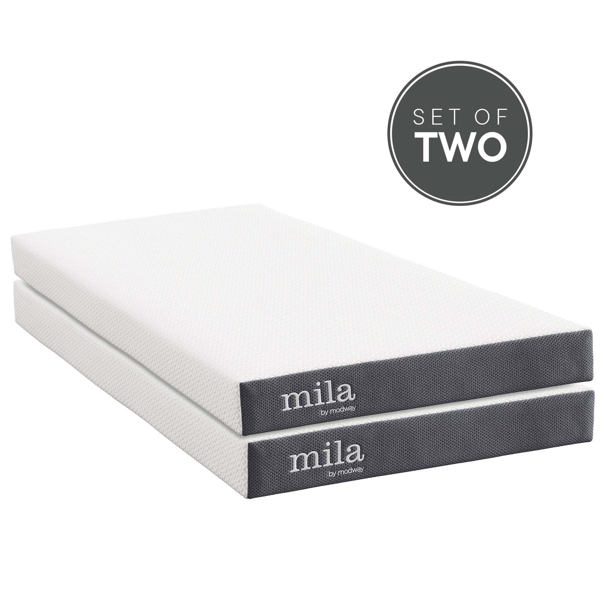 Mila 6" Twin Mattress Foam Set of 2 in White with 10 Years Warranty